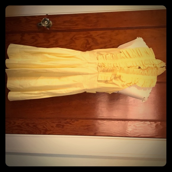 BCBG yellow ruffle dress - Picture 1 of 4